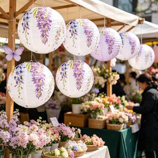 Rakuten - Lanito提灯藤の花紙ちょうちん紙提灯30cm10個セットお盆灯篭和紙提灯飾り付けペーパーランタンお盆飾りイベントお祭り夏祭り七夕装飾居酒屋誕生日結婚式出店DIY絵画装飾用