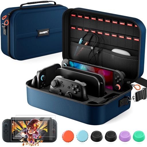 樂天商城 - 【Switch 2 ケース対応】 COOWPS switch 2 収納ケース 持ち運び便利 防水 防塵 防汚 耐衝撃 全面保護 ゲームカード20枚収納可能 大容量な収納力 キャリングケース 【スクリーンプロテクター *2枚…