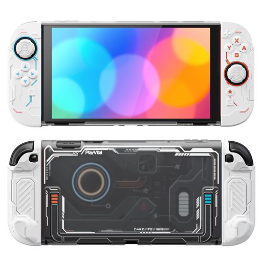 樂天商城 - PlayVital メカデザイン Nintendo Switch 2対応保護カバーケース、人間工学に基づいた滑り止めシリコングリップカバー、ドック対応ハードケース、ジョイスティックキャップ&ステッカー付属‐…