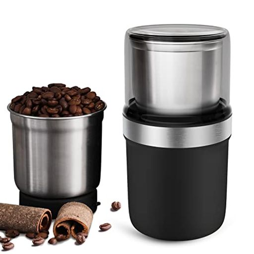 グラインド 【強力パワー300W・大容量】BESROYコーヒーミルは300wの強出力モーターを使用し、コーヒー豆を瞬間に粉砕し、貴重な時間を節約されることができます。 また、特殊刃の不均一研磨を低減、より細かく、均一に研磨頂けます。 カップ容量も80gに増量し、個人用は無論、家族全員や友達招待にも完璧に対応され、一度に8杯入れる分のコーヒーを磨くことができます。 【1台多役】コーヒーミル電動はコーヒー豆に限らず、お茶、豆類、米、八角、唐辛子、ピーマン、胡椒、ナッツ、香料、イワシの干物、薬材・・・多種多様なの食材や食べ物等、簡単に研磨することができます。ファッションなデザインと高機能性は、コーヒー愛好家や女性への最適なプレゼントとしてお勧め致します。 【水洗浄・分離設計】商品構造上は、反時計回りに回すとカップを簡単に本体から取外し、洗浄する際に本体モーターを濡らさずに済み、水漏れや電気漏れのようなことは心配せず、より安全・安心でおいしいコーヒーを調理いただけます。 または、コーヒー残量を完全に洗浄するのに役立つプロ仕様のブラシが用意されているため、最後の片付けや洗浄も非常に楽です。