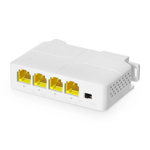 ギガビットPoEパススルースイッチ、1つのPoE入力3つのPoE出力エクスパンダ、IEEE 802.3 af/at PoE給電、100/1000 Mbpsイーサネット、レール、壁掛け