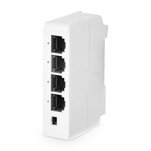 Rakuten - MokerLink4ポートPoEエクステンダー、IEEE802.3af/atリピーター、100Mbps、1in3アウト、壁&DINレールマウントパススルースイッチ