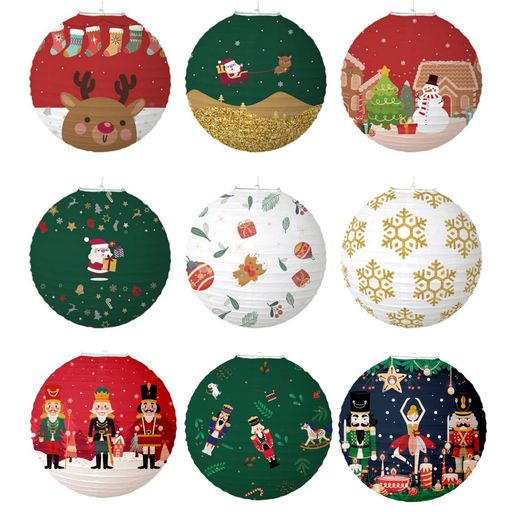 Rakuten - DUOLEIMIクリスマス提灯紙提灯クリスマス飾りちょうちん9個入り30cm灯篭クリスマスデコレーションクリスマスパーティー飾り付け