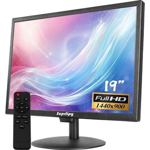 SUPRLIPY 19インチ FHD 小型液晶ディスプレイモニター ディスプレイスクリーン 1440X900 60HZ 16:10 BNC VGA HDMI AV USB入力付き 内蔵ラウドスピーカー CCTV防犯カメラ DVR PC ゲーム機用