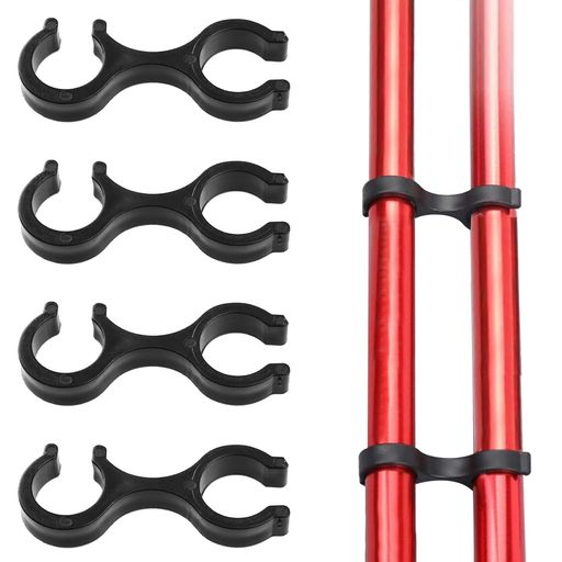 Rakuten - トレッキングポールクリップアウトドアハイキングポールホルダーポールクリップ【4個入り】アウトドアハイキングポールホルダー登山用ポールダブルバーバックルハイキングポールコ…