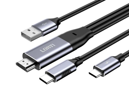 Rakuten - HDMItoType-C変換ケーブル4K@60Hz2.5mUSB-C給電HdmitoUSBTypeCARグラスHDMI変換アダプターXrealNrealAirモバイルモニターXREALBeamUSB-A