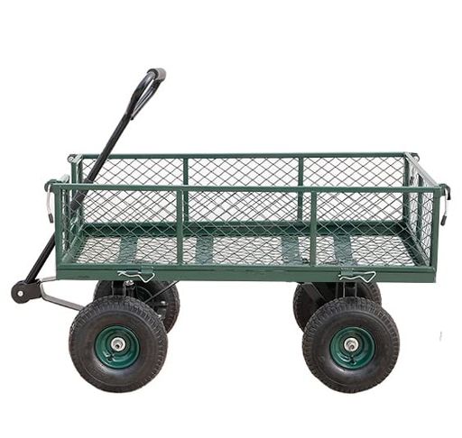 Rakuten - QD-WSTカゴ付き台車スチールメッシュカートガーデンカートキャンプカートリアカー牽引台車園芸一体化ハンドル防水防塵加工取り外せるスチールメッシュアウトドアガーデニング畑作業工…