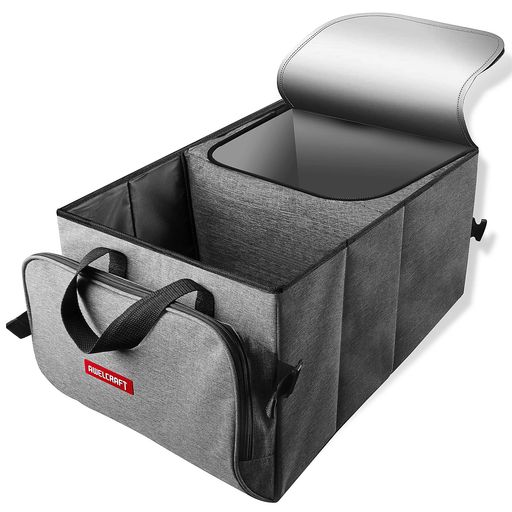 Rakuten - AWELCRAFT車用収納ボックス保温/保冷折り畳み式【50L大容量】多機能カーボックポケット付きキャンプBBQ炙りや食器収納バッグアウトドアスーパー買い物後の整理丸洗い可能トランクボックス