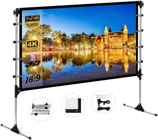 Rakuten - スクリーン120インチ16:9プロジェクタースクリーンスタンド付き自立式スクリーンprojectorscreenスクリーン壁掛け持ち運び折りたたみ式投影用3DフルHD4K解像度ビジネス会議教室映画適用(120イ…