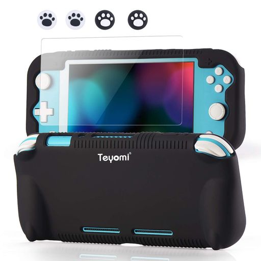 乐天商城 - Teyomi保護ケースNintendoSwitchLite対応シリコン保護カバーNintendoSwitchLite用強化ガラススクリーンプロテクター親指グリップ4個ゲームカートリッジ2個(ブラック)
