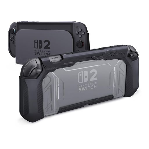 Rakuten - PlayVitalMETEORNintendoSwitch2(2025)対応TPU製ソフト保護ケースカバードック対応親指グリップ付き耐衝撃滑り止めキズ防止【ブラック】