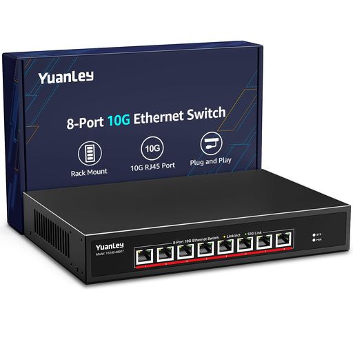 【8ポート 10Gbps イーサネットスイッチ】8x10Gbps RJ45ポートを搭載したマルチギガ対応スイッチ。各ポートは 10G / 5G / 2.5G / 1G / 100Mbps の自動ネゴシエーションに対応し、高速・安定したネットワーク環境を実現します。 【スイッチング容量 160Gbps】最大 160Gbps のスイッチング容量により、従来のギガビットスイッチと比べて大幅に高速なデータ転送が可能。大量のトラフィックもスムーズに処理できます。 【アンマネージド・プラグ&amp;プレイ】設定不要のアンマネージドスイッチ。電源とLANケーブルを接続するだけですぐに使用可能。初心者から業務用途まで幅広く対応します。 【安定動作・静音設計】耐久性の高いメタル筐体を採用。4KV雷保護対応、約24dBの静音冷却ファン搭載。両側通気設計により 動作温度 0~45°C の安定運用が可能です。LEDインジケーターで接続状態を一目で確認できます。 【設置自由・幅広い用途】19インチラックマウントおよびデスクトップ設置に対応。