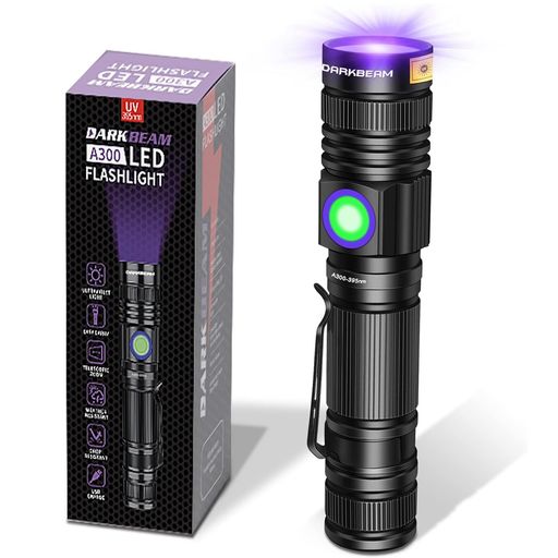 DARKBEAM UV 395nm 懐中電灯 ブラックライト 充電式 USB ウッドランプ ハンドヘルド 紫外線 ブラックライト LED ポータブル クリップ付き ペットの樹脂硬化、蛍光検出、ペット犬尿用検出器