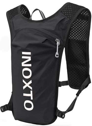 Rakuten - [INOXTO]ランニングリュックスポーツ超軽量140g付属ハイキングトレイルランニング自転車レースマラソン光反射通気5Lハイドレーションバッグ男女/子供兼用(ブラック)