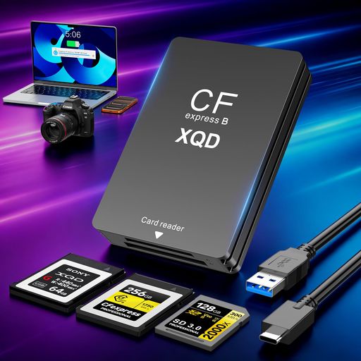 【CFexpress カード用の 10 Gbps超高速データ転送】USB 3.1 Gen2テクノロジーを搭載したこのCFカードリーダーは、最大10Gbpsの超高速データ転送速度を保証します。JPEG、RAWなどの標準的な写真形式、H.264やMPEG-4などのSDおよびHDビデオ形式の高速転送をサポートします。4Kや8Kなどの高品質の画像やビデオを高速かつ安定して転送します。長い待ち時間に別れを告げ、大きなファイルを転送する際の迅速かつ効率的なワークフローをお楽しみください。 【写真家のための最高のアシスタント】この2 in 1 cfexpress typeb カードリーダとSDカードリーダーは、写真家にとって不可欠なツールであり、さまざまなメモリカードから写真やビデオをシームレスに転送およびアクセスできます。CFexpress Type BカードとSDカードをサポートしているため、カメラ、ラップトップ、スマートフォンなど、幅広いデバイスに対応しています。 【プラグアンドプレイ】追加のドライバーやソフトウェアのインストールは不要です。