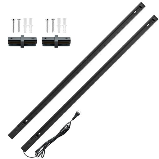 樂天商城 - ダクトレール 1mx2 本組 2m ミニジョイント付属 配電源コード スイッチ付き レールコンセント ライティングレール工事不要 簡易取付 ダイニング リビングレール 照明(ブラック,1mx2 本組)