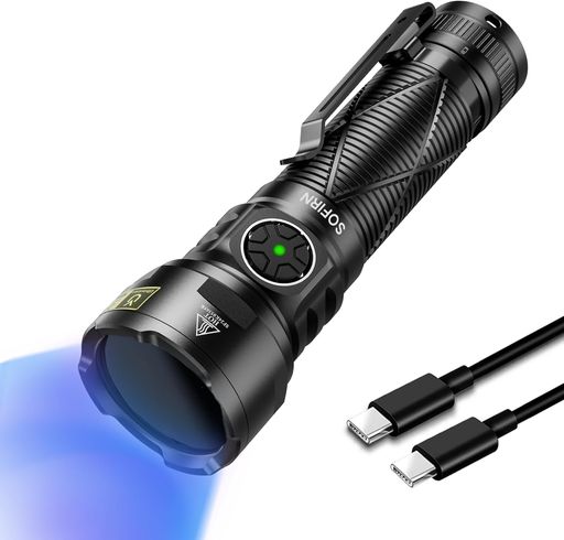 SOFIRN SR15UV ブラックライト 365nm 紫外線ライト 12W強力 uv懐中電灯 長距離照射 Type-C充電式 アニサキスライト ペットの尿/おしっこ検知 鉱物 蓄光 鑑定 漏れ検知 樹脂硬化