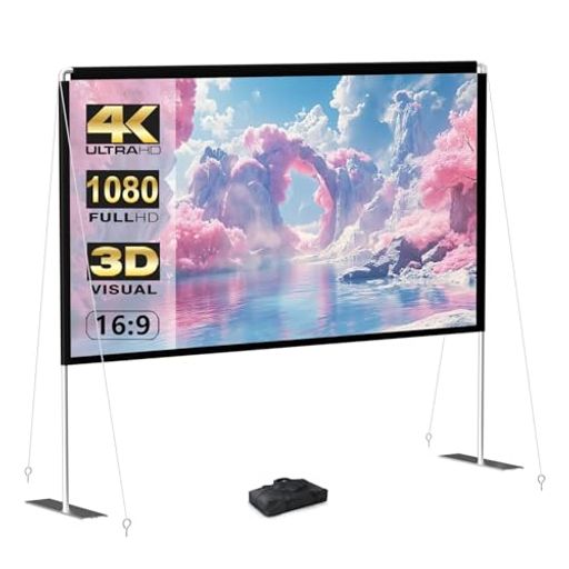 Rakuten - HOINプロジェクタースクリーン60インチ4K対応16:9HD自立型スクリーンアルミフレーム視野角160°ポータブル軽量簡単設置室外兼用ホームシアタープレゼン会議PPT対応
