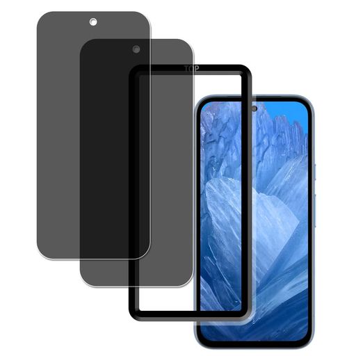 Rakuten - 左右の視野のぞき見防止対応GooglePixel8a用の覗き見防止ガラスフィルム強化ガラス製硬度9H撥水撥油保護フィルム【2枚+ガイド枠付き】