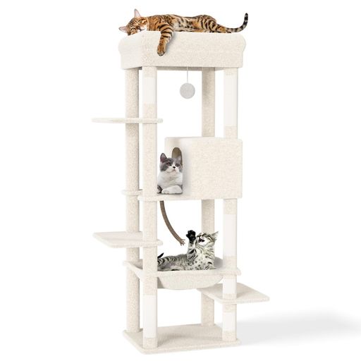 Rakuten - [CozyMeow]キャットタワースリム据え置きハンモックキャットハウス大型猫用つめとぎ猫キャットウォーク爪とぎ多頭飼い人気猫タワーキャットステップおしゃれかわいいねこキャットタワ…