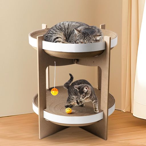 Rakuten - OYANTEN猫爪研ぎボウルタワーつめとぎねこ爪とぎ段ボール両面使える交換可能ネコバリバリ運動不足ストレス解消組立簡単