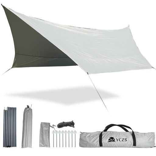 Rakuten - ヘキサタープYCZSヘキサタープテント6m*4.2mUVカットキャンプ用品タープ遮熱性耐火性耐水性優れTC延長テープサンドベージュアウトドア