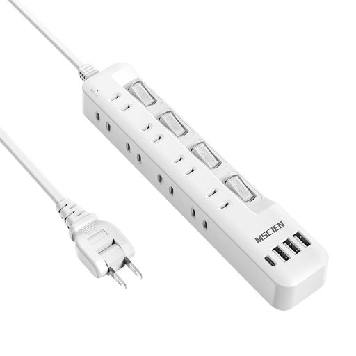 Rakuten - Mscien電源タップusb付き8個AC口1個usbc3個usba延長コード2m雷ガードusbコンセントoaスイッチ付き壁掛けたこあしコンセントテーブルマルチタップスイングプラグおしゃれ(2M)