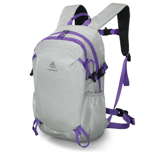 Rakuten - [Haimont]トレッキングリュック軽量登山リュックレディース15リットルハイキングバックパックアウトドアリュックサック丈夫ポール収納男女兼用日帰りフィットライトグレー