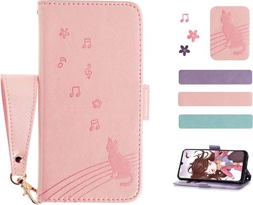 Rakuten - 適用Xperia10viケース手帳型SO-52ESOG14ケースエクスペリア10VIケース手帳型かわいい猫ハンドストラップ付スマホケースおしゃれカード収納財布型人気TPUスタンド機能財布型携帯カバーローズ…