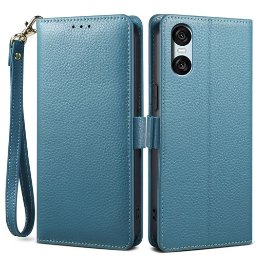 Rakuten - 【2024新登場!高級シュリンクカーフレザー】Xperia10VIケース手帳型本革牛革カード収納サイドマグネット式横置きスタンド機能付き上下にストラップホール付きストラップ付エクスぺリア10v…