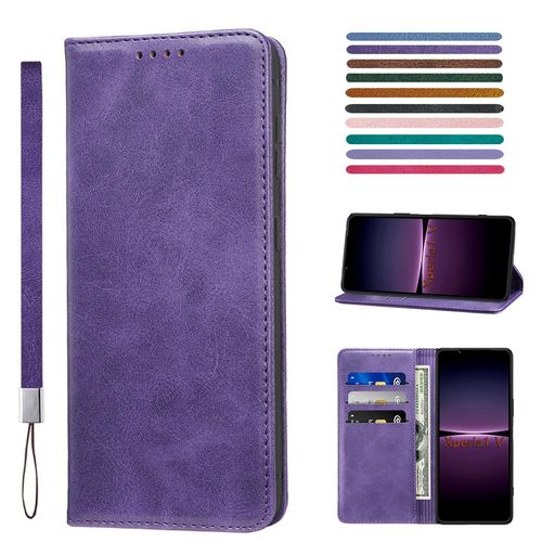 Rakuten - Xperia10VIケース手帳型高質PUレザーXperia10VIカバーSO-52EケースSOG14耐衝撃内蔵マグネット開閉式エクスペリア10VIケースベルトなしスマホケースおしゃれカードポケットスタンド機能