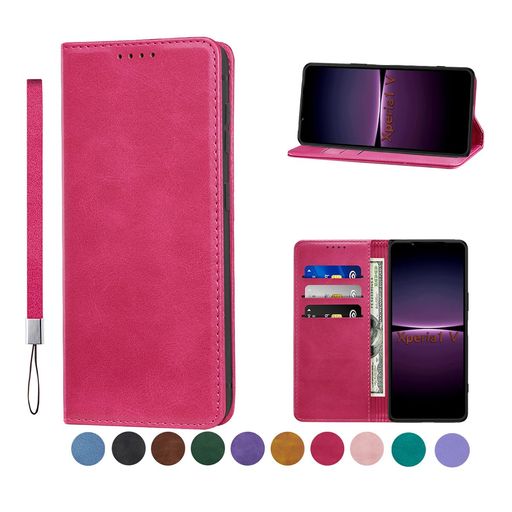 Rakuten - Xperia10VIケース手帳型高質PUレザーXperia10VIカバーSO-52EケースSOG14耐衝撃内蔵マグネット開閉式エクスペリア10VIケースベルトなしスマホケースおしゃれカードポケットスタンド機能