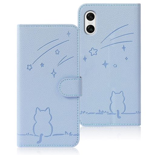 Rakuten - RosbtibXperia10VIケース手帳型docomoSO-52Eケース流れ星子猫エクスペリア10viケース手帳型可愛い猫柄ねこXperia10VIケース財布型耐衝撃auSOG14携帯カバーカード収納