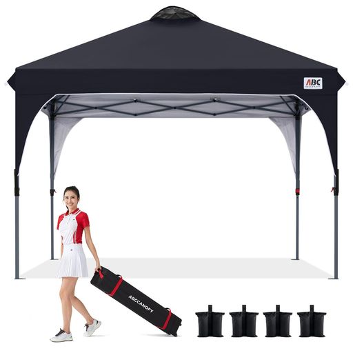 防水油布 - ABCCANOPY【在庫一掃】タープテントワンタッチ3段階調節ベンチレーション天井2.5m/3mアウトドア簡単大型タープテントキャスターバッグ付き高耐水圧遮熱日除け付属品付きブラック2.5M