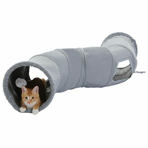 樂天商城 - PAWZ Road 猫トンネル S型 キャットトンネル おもちゃ スエード製 ウサギ 小動物 頑丈 丈夫 玩具 一人遊び 運動不足解消 収納便利 ペット玩具 猫遊び ペット用品 - グレー 直径25cm