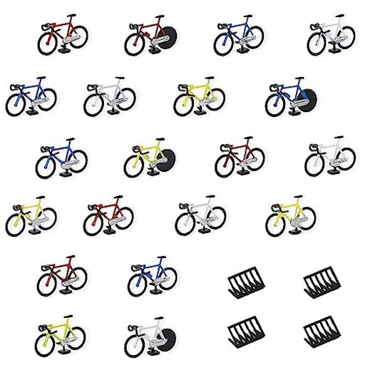 Rakuten - HOゲージ20台自転車模型と4台駐車ラック1/87自転車鉄道模型レイアウトジオラマ用品C8702