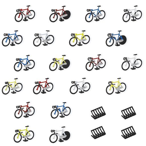 樂天商城 - HOゲージ20台自転車模型と4台駐車ラック1/87自転車鉄道模型レイアウト ジオラマ用品C8702