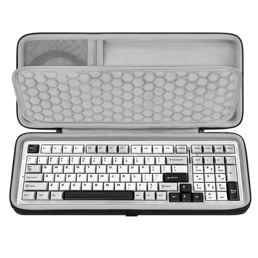 多くのワイヤレス/有線 100 キー 90%-96% コンパクト キーボードと互換性があります。 超硬シェルは、落下、衝撃、または押しつぶしからキーボードを保護します。 外側のメッシュポケットにはキーボードのリストレストを便利に収納できます。内側のメッシュポケットにはケーブル、コード、充電器、その他のアクセサリを便利に収納できます。 対応キーボードの最大寸法(ケース内側):40 x 15 x 4.5 cm。 ASUS ROG Azoth 96 HE、 HEASUS ROG Strix Scope II 96、YUNZII Keynovo IF98、Keynovo IF98 Pro、RK ROYAL KLUDGE RK96 90%、RK98、RK89、RK100 Wireless、nuphy Halo96 と互換性があり、Akko 3098B、EPOMAKER TH98 96%、TH96 96%、TH96 Pro 96%、AULA F99 キーボード ケースと互換性があります。