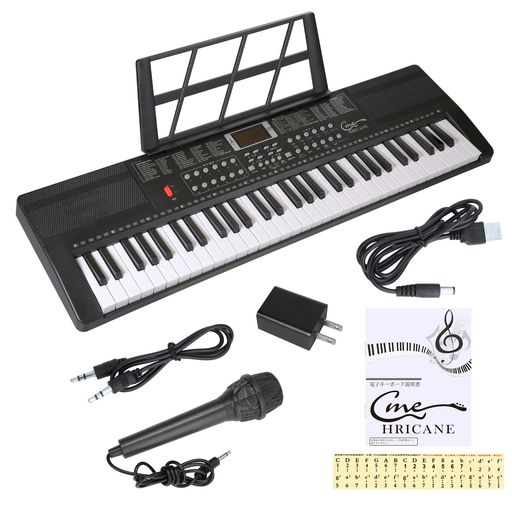 Rakuten - Hricaneキーボードピアノ電子ピアノ61鍵盤200種類音色200種類リズム60曲デモ曲LCDディスプレイ搭載光る鍵盤楽器日本語パネルヘッドフォン対応子供初心者練習用USBケーブルと日本語説明書付…