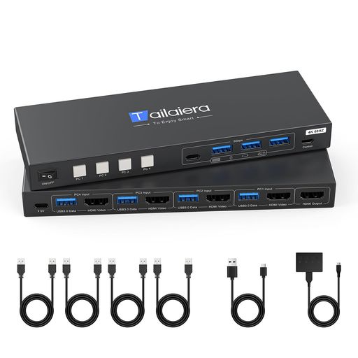 重要な説明:スムーズな使用のために,以下のポイントに注意してください: 1.HDMI 2.0ケーブルおよびUSBケーブルをコンピュータに正しく接続し、ドッキングステーションを通じてそれらを転送しないでください。パフォーマンスを確保するために電源アダプターを接続します;デバイスがラップトップの場合は,まずコンピュータを起動してスリープモードを完全に終了し,KVMをオンにしてください. 4入力1出力KVMスイッチHDMI :このKVMスイッチ 4台は1セットのキーボードとマウスで最大4台のコンピュータをコントロールし、1台のモニターと4つのUSBデバイスを同時に共有し、複数のデバイスを簡単に管理することができます。 ケーブルや設備を頻繁に交換する必要がなく、乱雑さを効果的に減らし、スペースを節約します。 パソコン切替器 4台のLEDランプは運行中のコンピューターをはっきりと表示し、リアルタイム監視に便利です プラグアンドプレイのKVM HDMI 4台:この KVM スイッチ 4台をインストールした後、ドライバをインストールせずにすぐに使用できます。