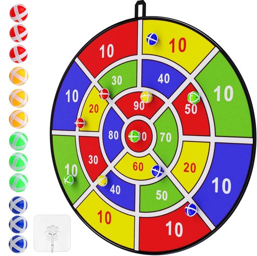 Cascais ダーツボード 子供用 73cm大型 粘着ボール12個付き 的当てゲーム 折り畳み式 安全設計 室内遊び 外遊び スポーツ玩具 知育玩具 集中力トレーニング 親子ゲーム 誕生日 クリスマス プ…