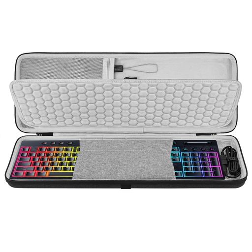 Rakuten - GeekriaキーボードケースレイザーRazerBlackWidowV4LowProfile/DeathStalkerV2CorsairK100AIRに対応ハードシェルトラベルキャリングバッグ(ダークグレー)