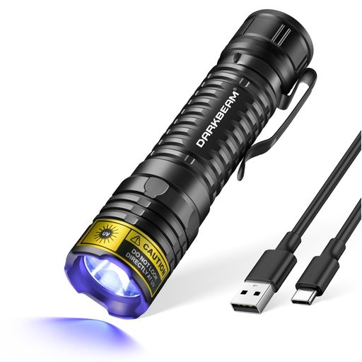 DARKBEAM UV懐中電灯 395nm ブラックライト LEDブラックライト ミニだがパワフルなウッズランプ 充電式紫外線懐中電灯 USB -C ペット犬の尿検出器 ウランガラス ミネラル樹脂硬化用