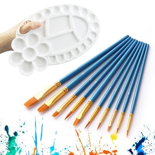 🎨【本体サイズ】16.5cm-19.5cm、プロフェッショナルなブラシセット。また、日常の絵画のニーズに対応する大型の調色盤もあります。 🎨【素材】ナイロン製の筆を使用し、毛抜けもなく、環境にやさしい素材で作られました。ファインアート&amp;クラフト用途に最適。 🎨【特徴】繊細な絵を描くことが可能で、人体ペイントや陶芸、粘土細工などにも使用できます。10本の筆が異なるタイプと形で揃い、各種の絵画ニーズに対応します。 🎨【手触りよい木製筆軸】天然木素材と成熟した工芸で作られた木製筆軸は手に馴染み、長時間の使用にも快適です。汗に強いので、どんな場面でも安心してご使用いただけます。 🎨【広い用途】初心者からアーティストまで幅広く使えるブラシセット。絵画セミナーやフィギュア、ミニチュア、模型のペイント、学校での授業、パーティー用のペイントなど、様々な用途におすすめです。