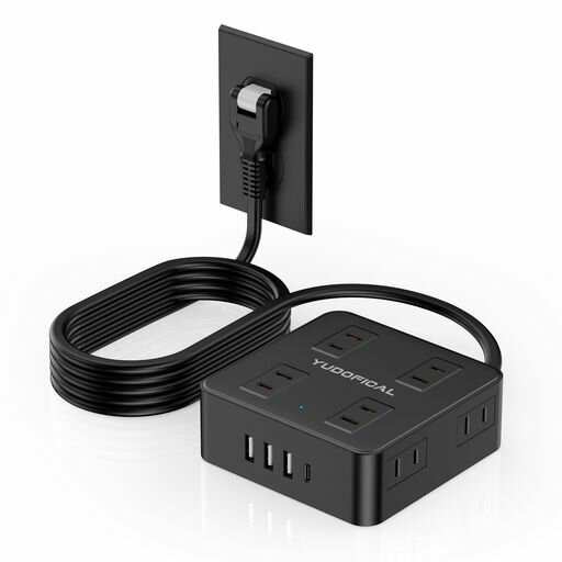 Rakuten - YUDOFICAL電源タップ延長コード2musb8AC口+3USB-A+1Type-C一括スイッチ付き180°スイングプラグ薄型雷ガード壁掛け卓上コンセントタップたこあしコンセントテーブルタップPSE認証おしゃれ黒