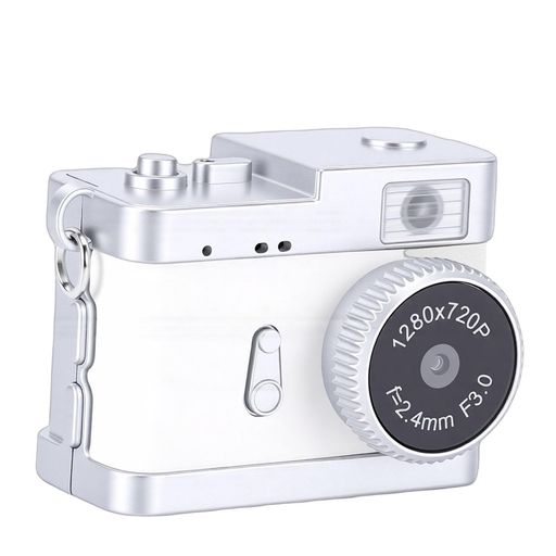 Annadue ミニキーホルダーカメラ、LEDライト4フィルター付き5MP HD小型デジタルカメラ、旅行学習記録用レトロビデオレコーダー (スペースホワイト)
