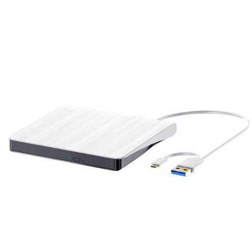 外付けDVDドライブ USB 3.0+Type-C対応、ポータブルCD/DVDプレーヤー、再生・読み込み・書き込み対応、MacおよびWindows 7〜11対応