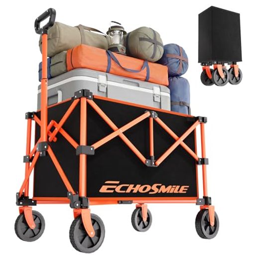 EchoSmile キャリーワゴン ミニ 台車 100L アウトドアカート オレンジ