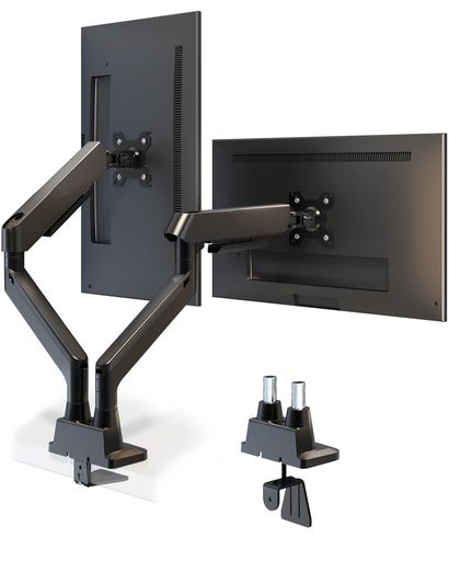 ACCURTEK 高耐荷重2画面モニターアーム 17-35インチ対応 耐荷重各16kg デュアル ディスプレイ アーム ガススプリング式 多角度調節 クランプ式・グロメット式 省スペース VESA 75/100mm対応 ブラ…