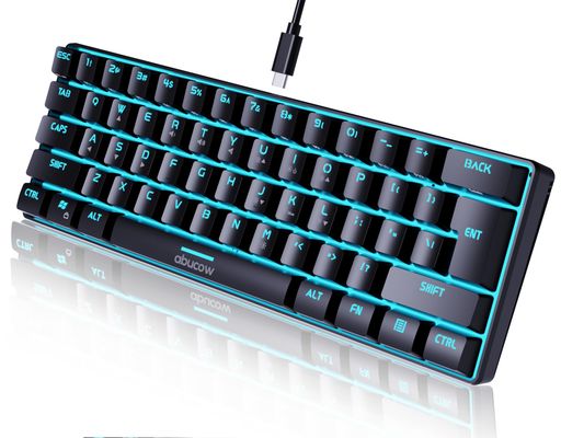 abucow ゲーミングキーボード ミニマリスト ポータブル 有線 超コンパクト ミニ 61キー RGBバックライトキーボード (黒)